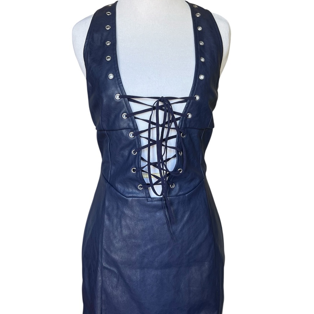 Edikted Navy Lace-Up Dress